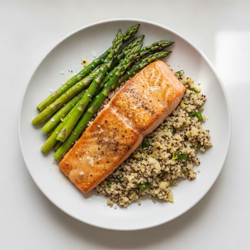 Roasted Salmon with Asparagus and Quinoa