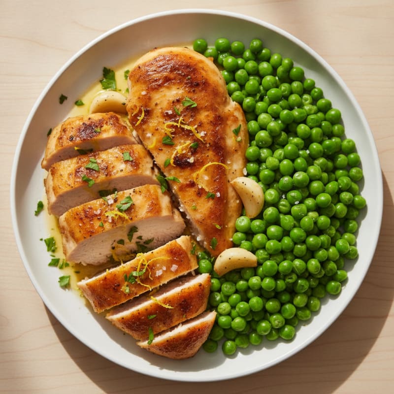 Lemon-Herb Roasted Chicken with Spring Peas