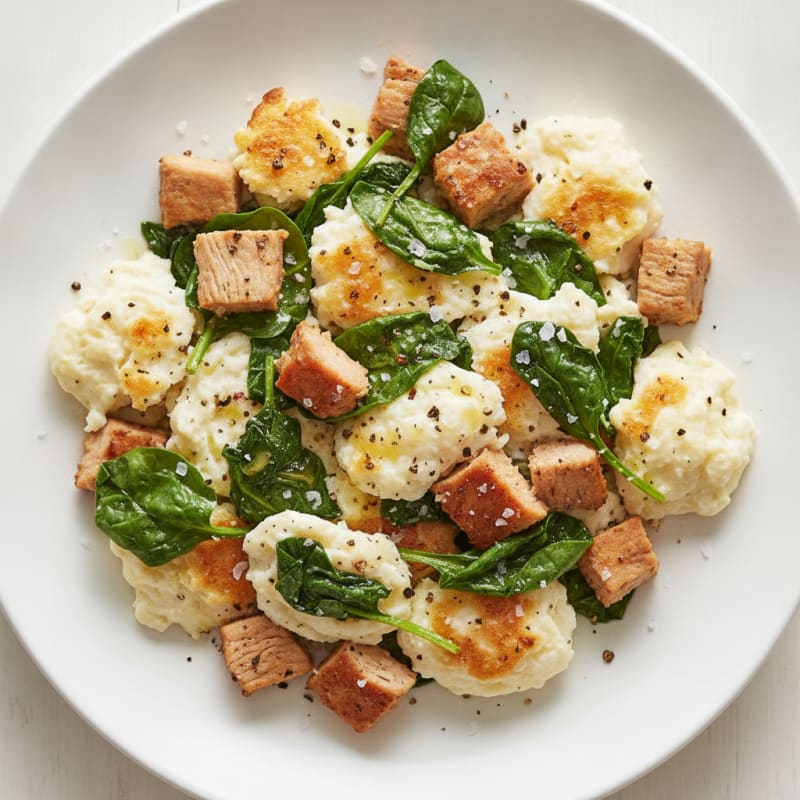 Egg White Spinach Scramble with Turkey Breast