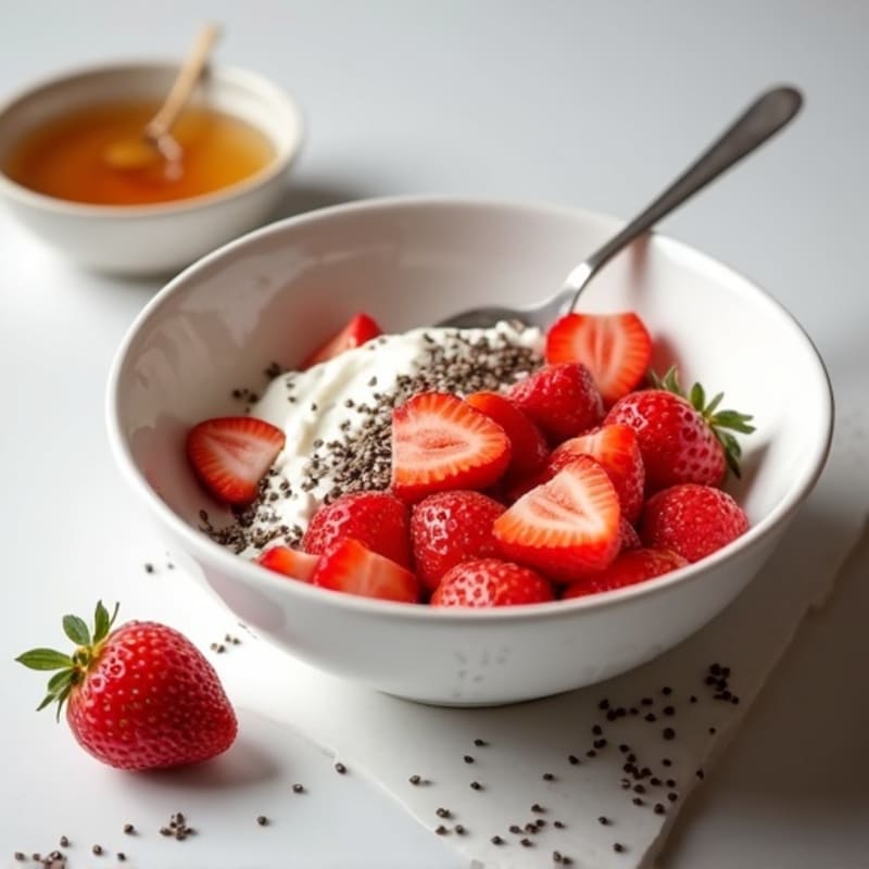 Greek Yogurt with Fresh Strawberries and Chia Seeds