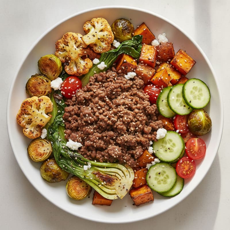 Sesame Beef and Roasted Vegetable Bowl