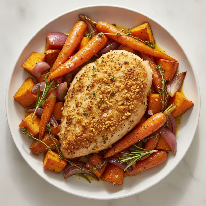 Garlic Herb Roasted Chicken with Root Vegetables