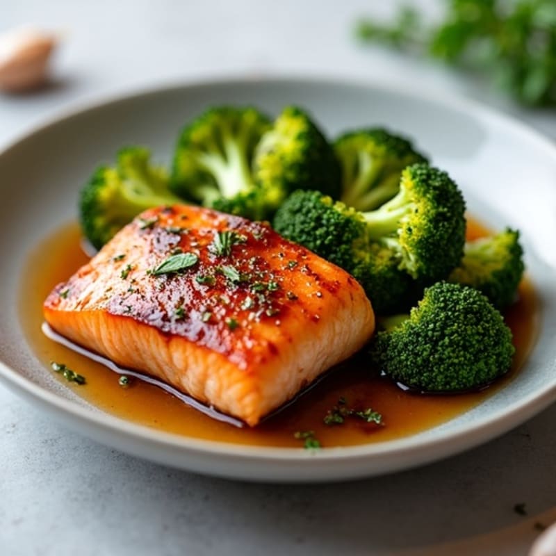 Pan-Seared Teriyaki Salmon with Roasted Broccoli