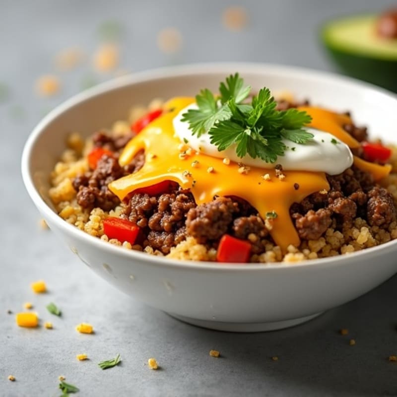 Seasoned Ground Beef and Cheese Bowl with Special Sauce