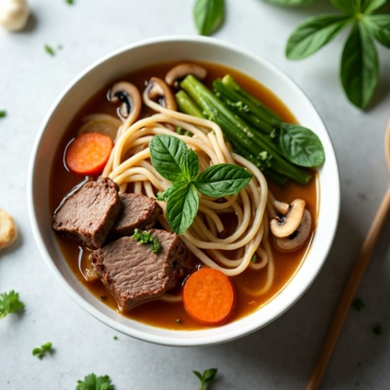 Aromatic Lean Beef Noodle Soup with Fresh Herbs