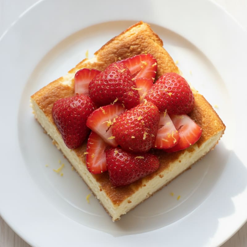 Cottage Cheese Protein Cheesecake with Fresh Strawberries