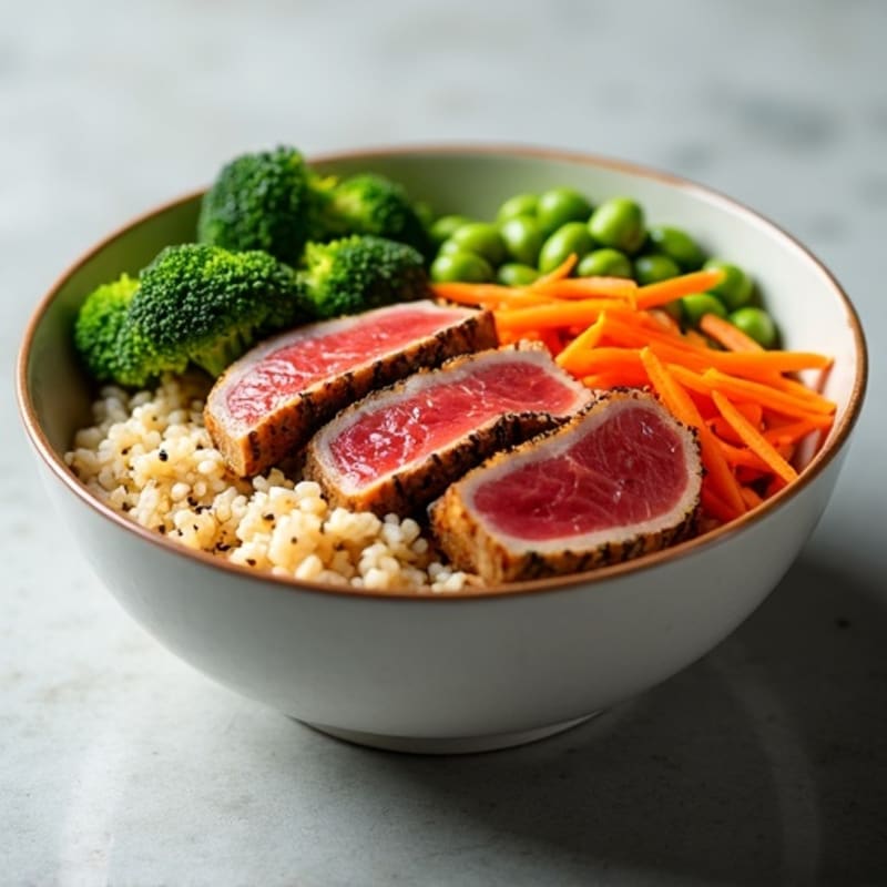 Fresh Sesame Tuna and Vegetable Brown Rice Bowl