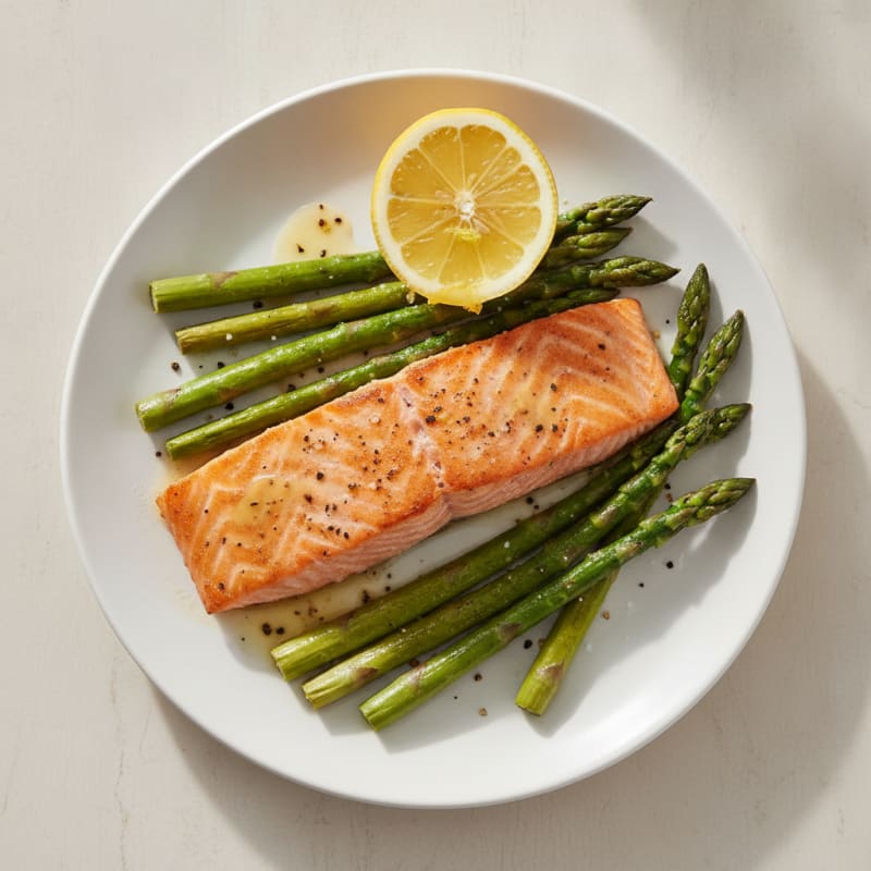 Pan-Seared Salmon with Roasted Asparagus