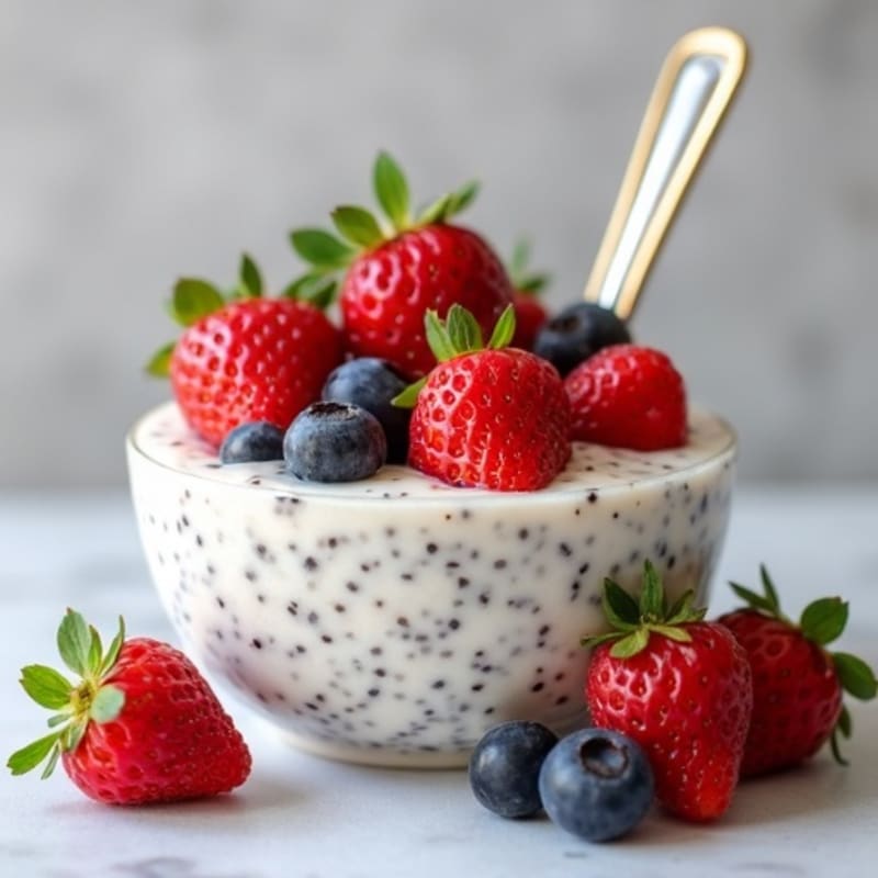 Vanilla-Coconut Chia Seed Pudding with Fresh Berries