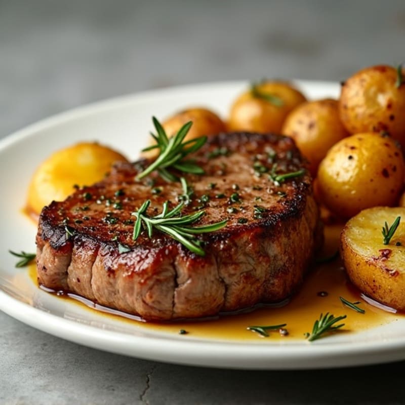 Herb-Roasted Steak with Crispy Garlic Potatoes