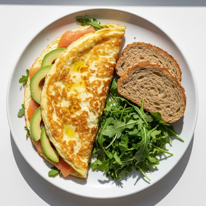 Crispy Egg White Omelette with Avocado and Smoked Salmon