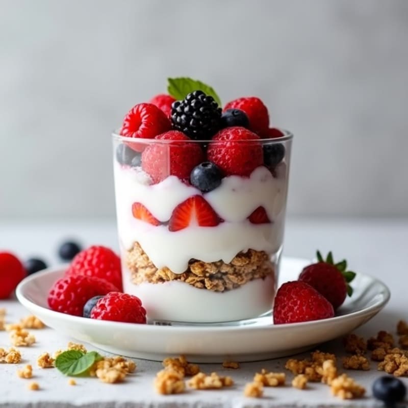 Greek Yogurt Protein Parfait with Mixed Berries