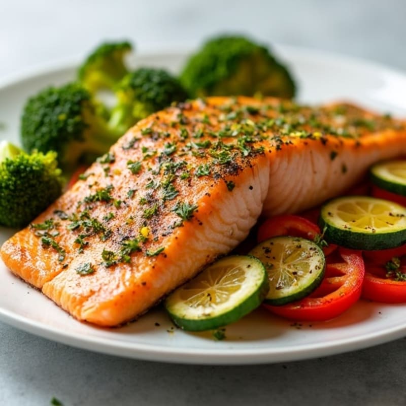 Herb-Crusted Baked Salmon with Roasted Vegetables