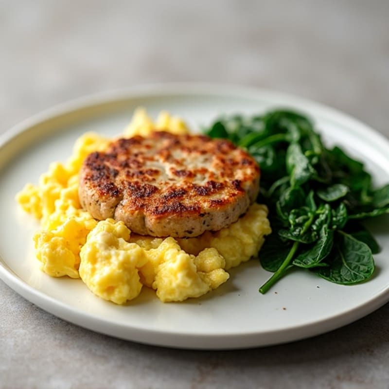 Scrambled Egg Whites with Sautéed Spinach and Turkey Sausage