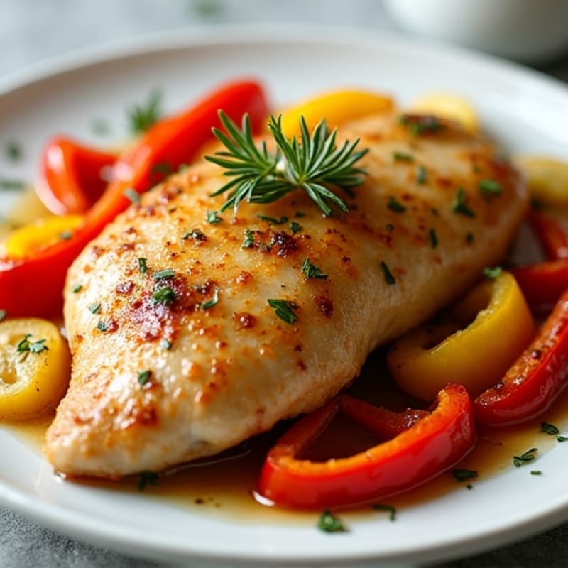 Sheet Pan Citrus-Garlic Chicken with Roasted Peppers and Onions