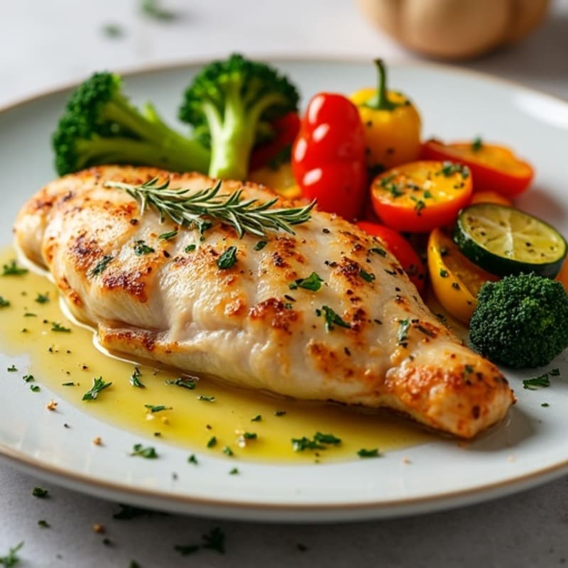 Herb-Crusted Pan Seared Chicken with Roasted Vegetables