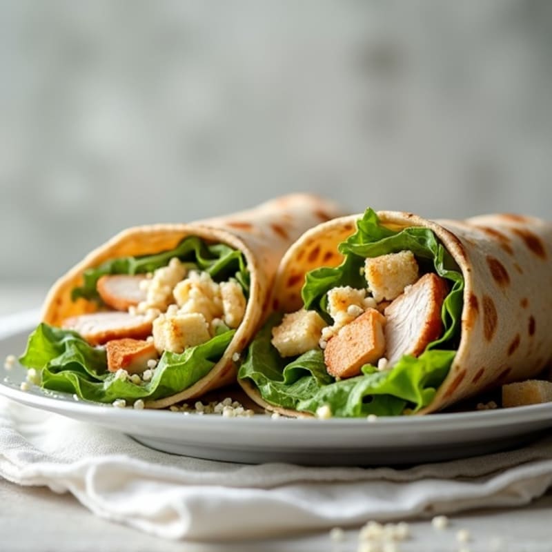 Grilled Chicken Caesar Wrap with Creamy Greek Yogurt Dressing and Crunchy Romaine