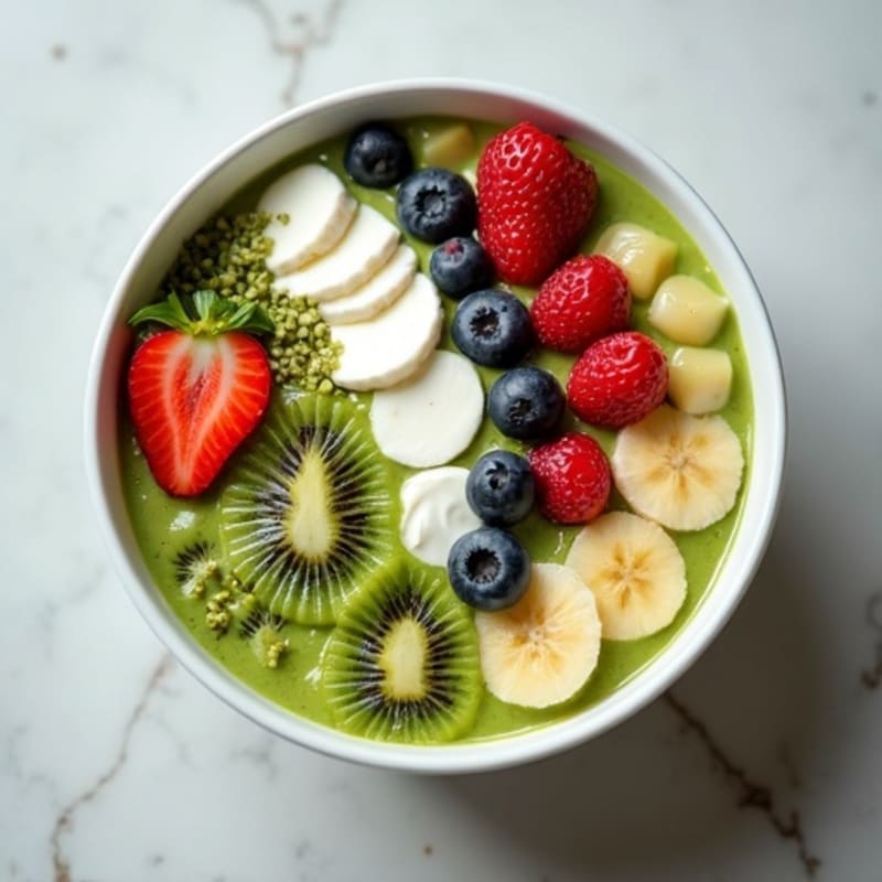 Creamy Vanilla-Matcha Protein Smoothie Bowl