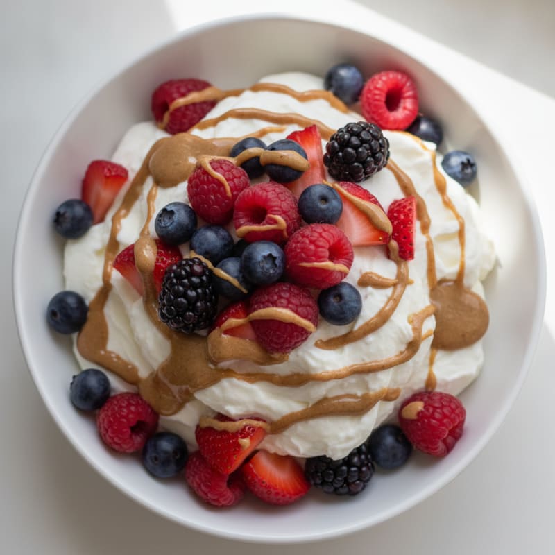 Greek Yogurt Protein Mousse with Mixed Berries