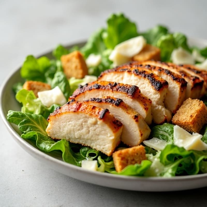 Grilled Chicken Caesar Salad with Crispy Romaine