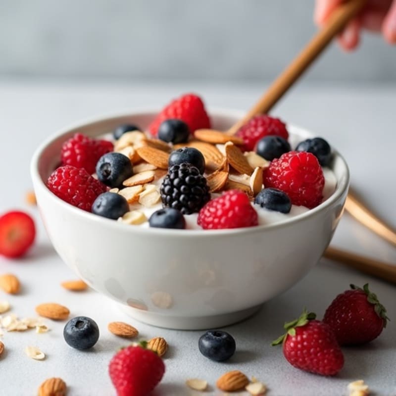 Creamy Greek Yogurt Protein Bowl with Berries and Almonds