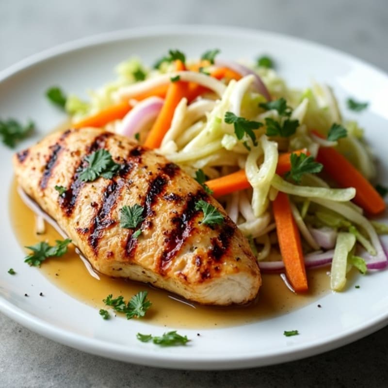 Grilled Chicken Breast with Crunchy Cabbage Slaw