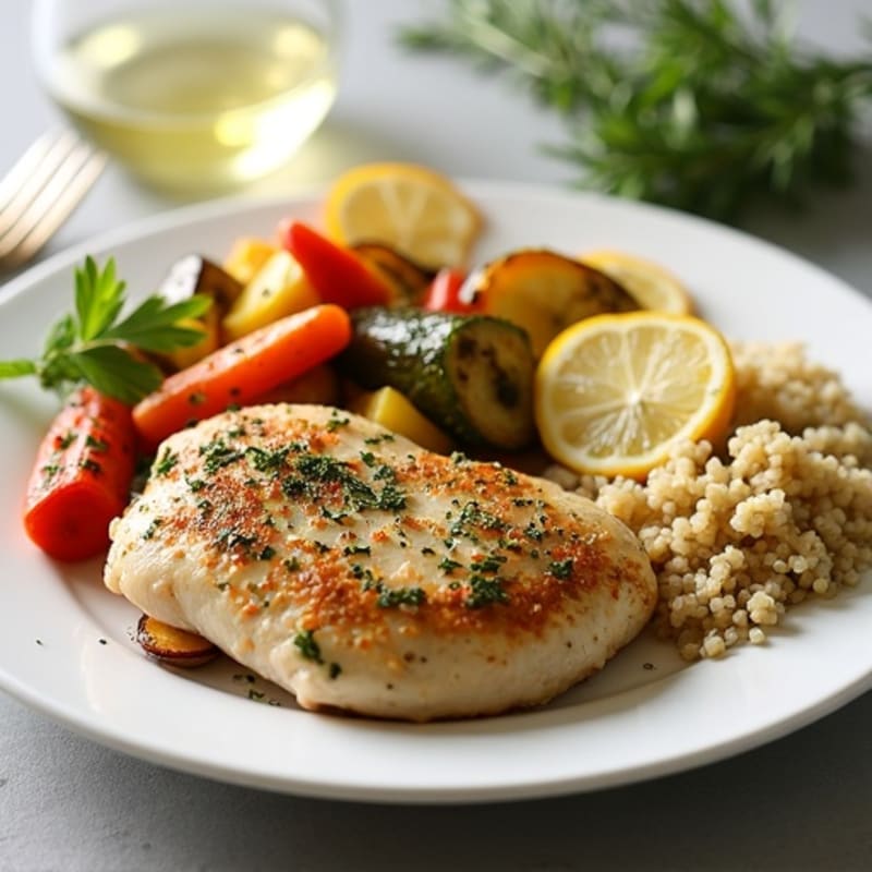 Herb-Crusted Lemon Garlic Chicken with Roasted Vegetables