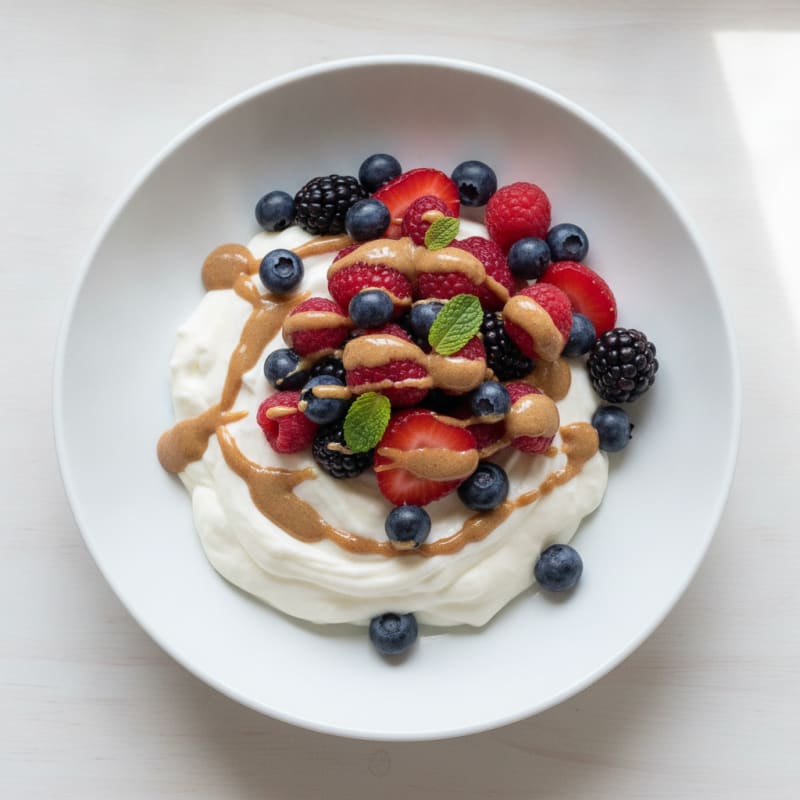 Silky Greek Yogurt Protein Mousse with Mixed Berries