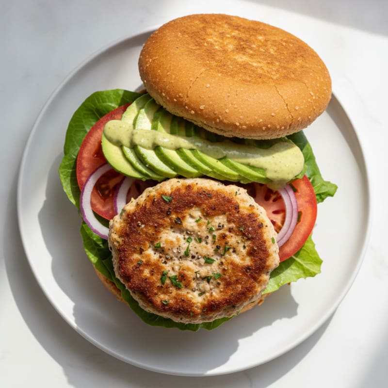Ground Chicken Burger with Toasted Buns