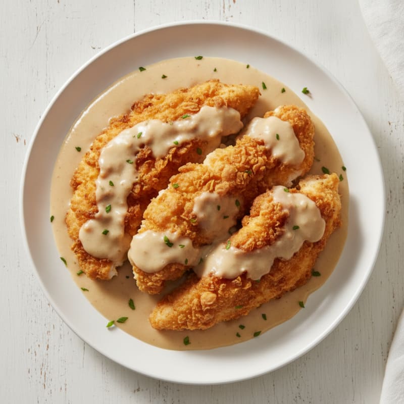Crispy Buttermilk Fried Chicken with Creamy Gravy