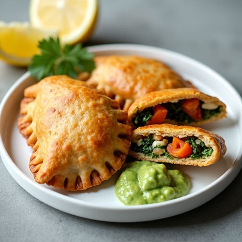 Crispy Spiced Lentil & Vegetable Hand Pies with Zesty Green Chutney