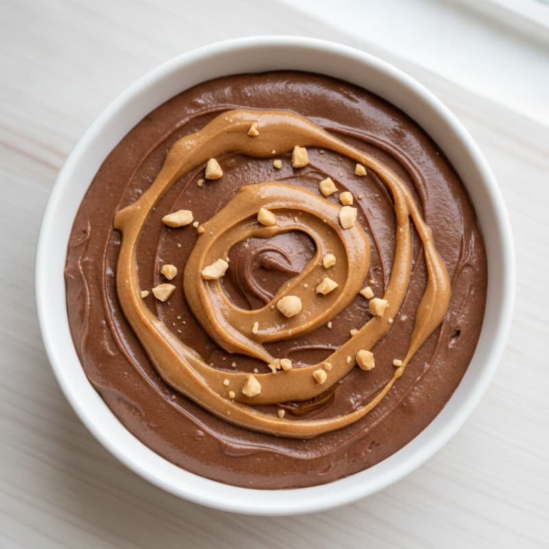 Silky Chocolate Protein Pudding with Peanut Butter Swirl