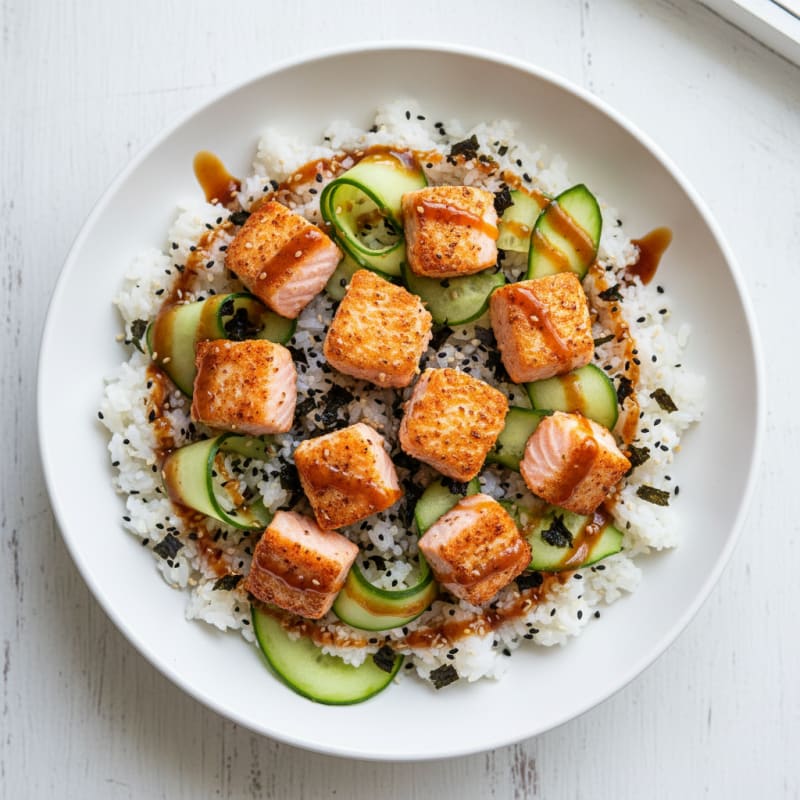 Crispy Salmon Sushi Rice Bowl