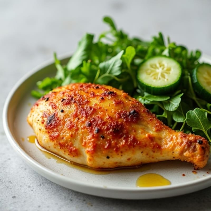 Crispy Spiced Roasted Chicken with Fresh Herb Salad