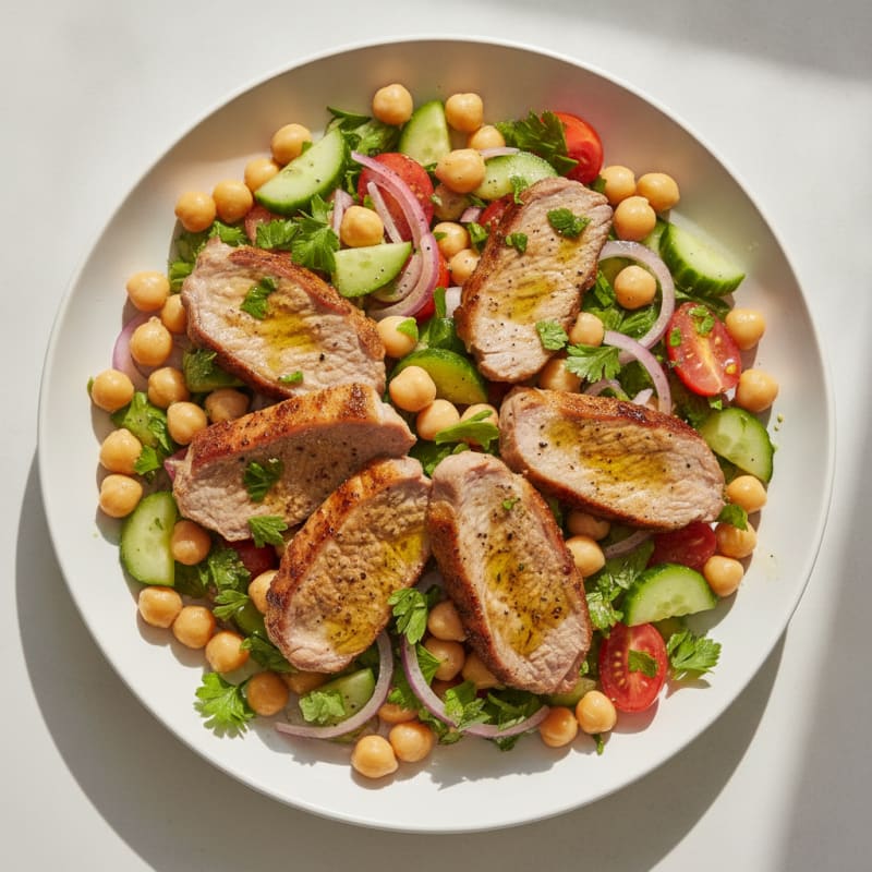 Grilled Lamb and Chickpea Salad with Fresh Herbs