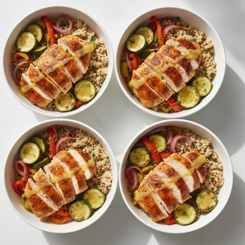 Chicken and Quinoa Meal Prep Bowls with Roasted Vegetables