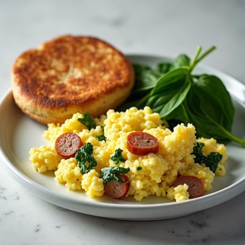 Egg White Scramble with Spinach and Turkey Sausage