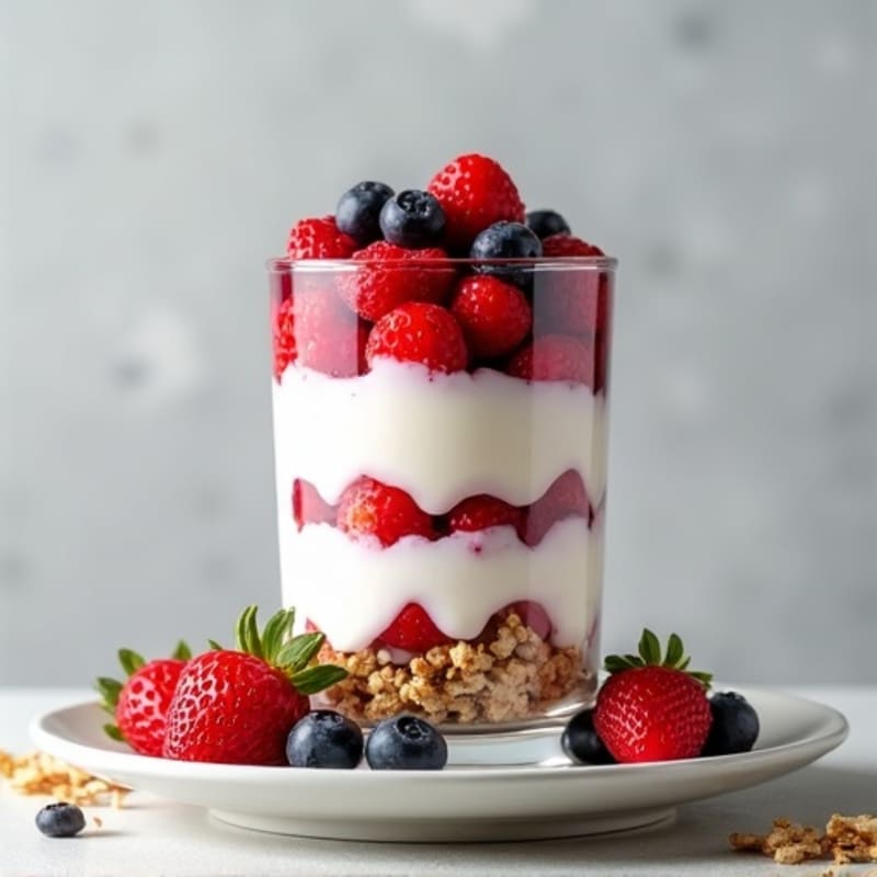 Greek Yogurt Protein Parfait with Mixed Berries and Almond Butter