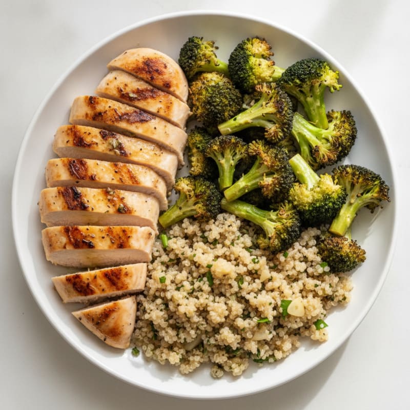Grilled Chicken Breast with Roasted Broccoli and Quinoa