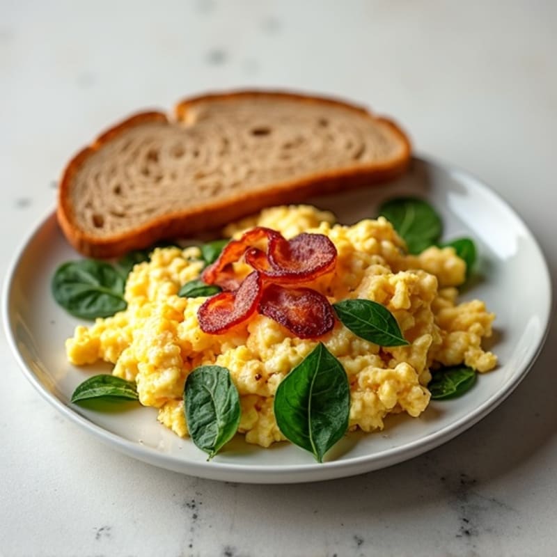 Egg White Scramble with Spinach and Turkey Bacon
