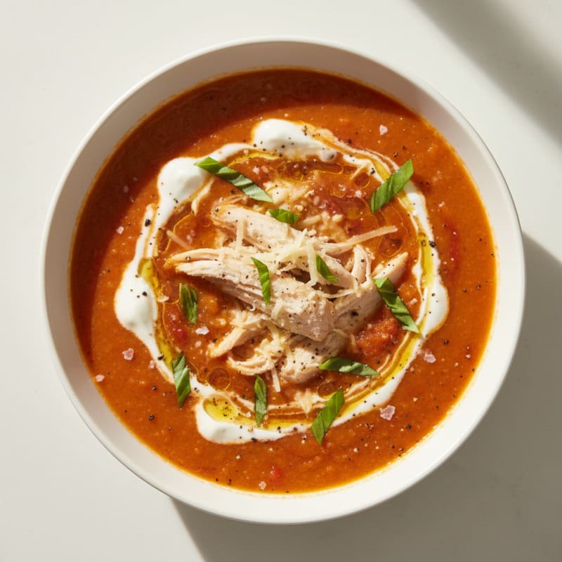 Roasted Tomato Basil Soup with Parmesan