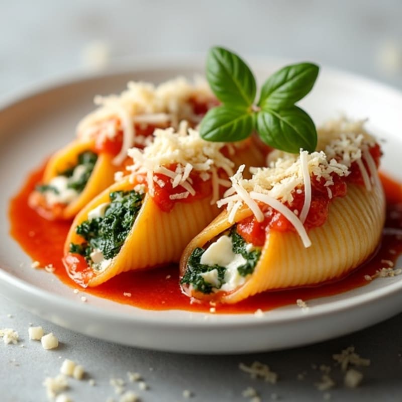 Baked Creamy Spinach Ricotta Stuffed Shells