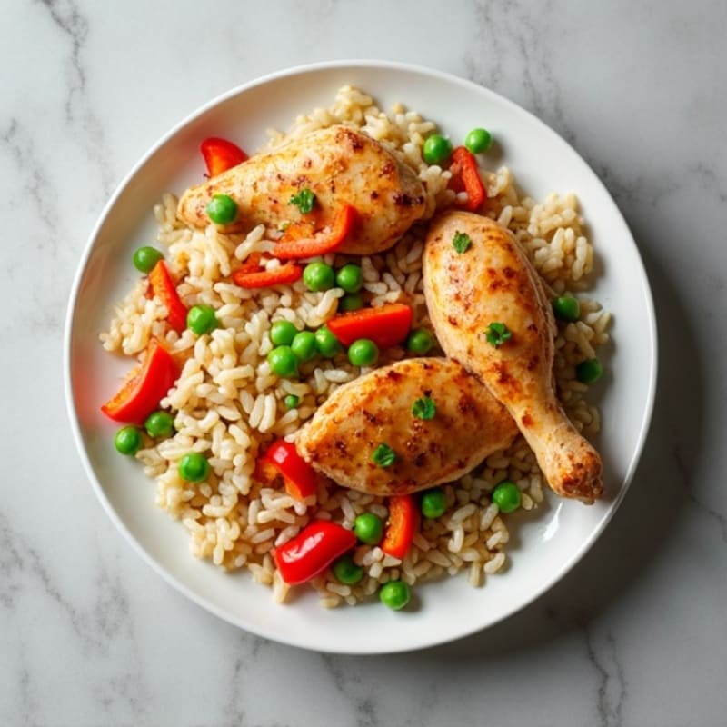 Savory Chicken and Rice with Bell Peppers and Peas