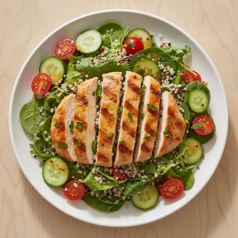 Grilled Chicken and Quinoa Salad with Fresh Greens