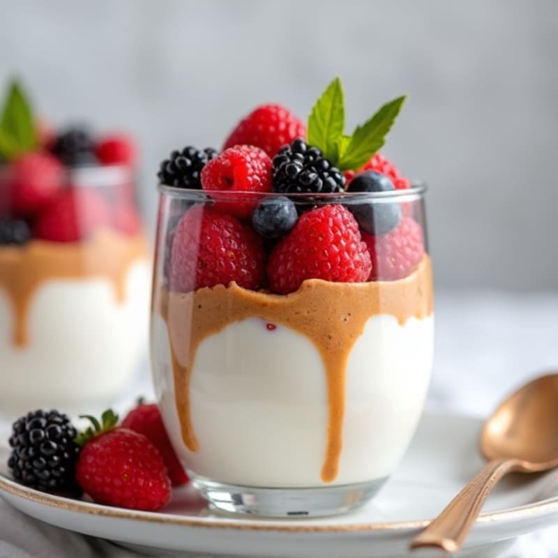 Greek Yogurt Protein Parfait with Mixed Berries and Almond Butter