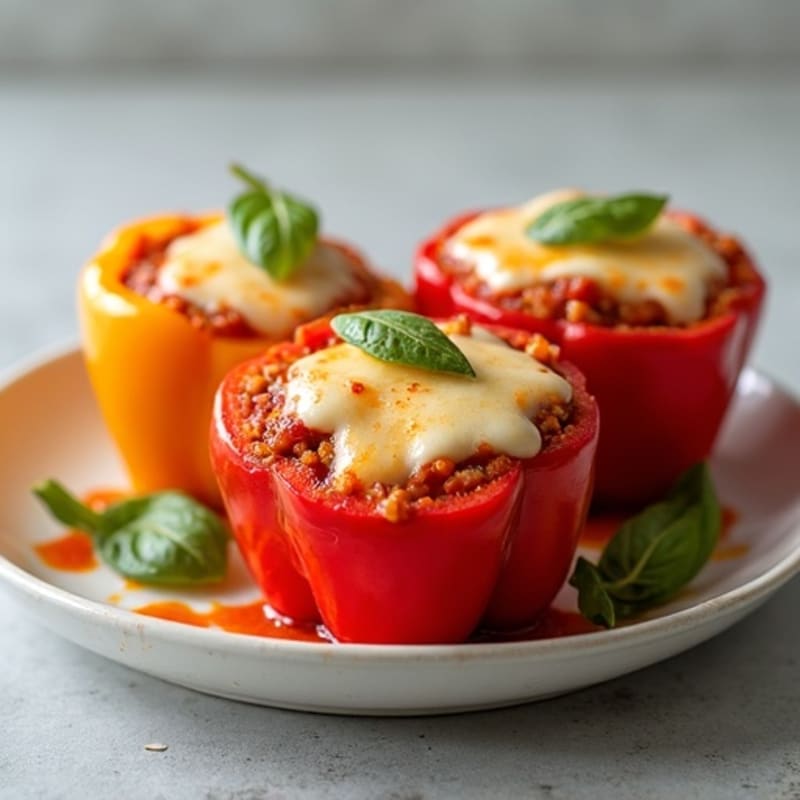 Zesty Lean Pepperoni Stuffed Bell Peppers with Melty Mozzarella