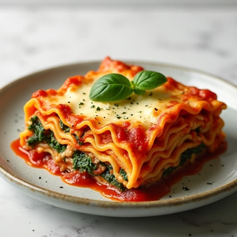 Hearty Ground Turkey Lasagna Bake with Spinach and Creamy Ricotta