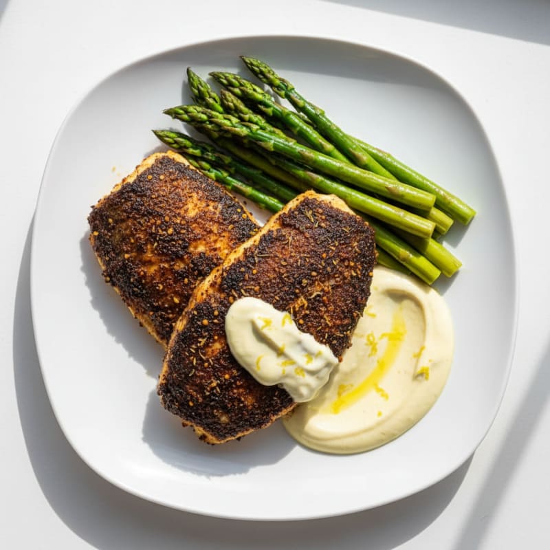 Cajun Blackened Catfish with Lemon Aioli