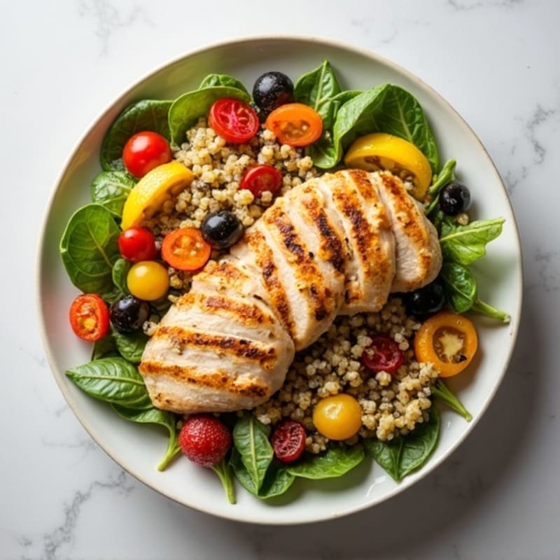 Grilled Chicken and Quinoa Salad with Roasted Vegetables