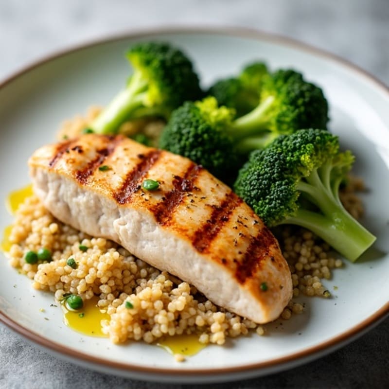 Grilled Chicken Breast with Quinoa and Steamed Broccoli